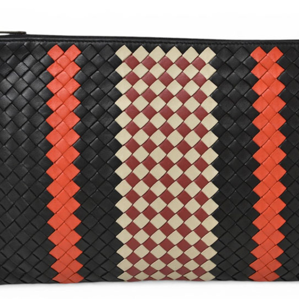 BOTTEGA VENETA Lambskin Leather Intrecciato Clutch Bag